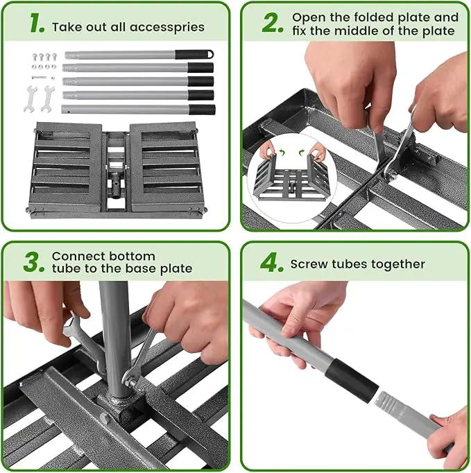 Lawn Leveling Rake, Lawn Leveler with Stainless Steel Long Handle, Heavy Duty Yard Level Tool for Leveling Soil, Sand Or Dirt Surfaces, Gardening Gloves Gift Included (30x10in) by GreenHaven Gardens