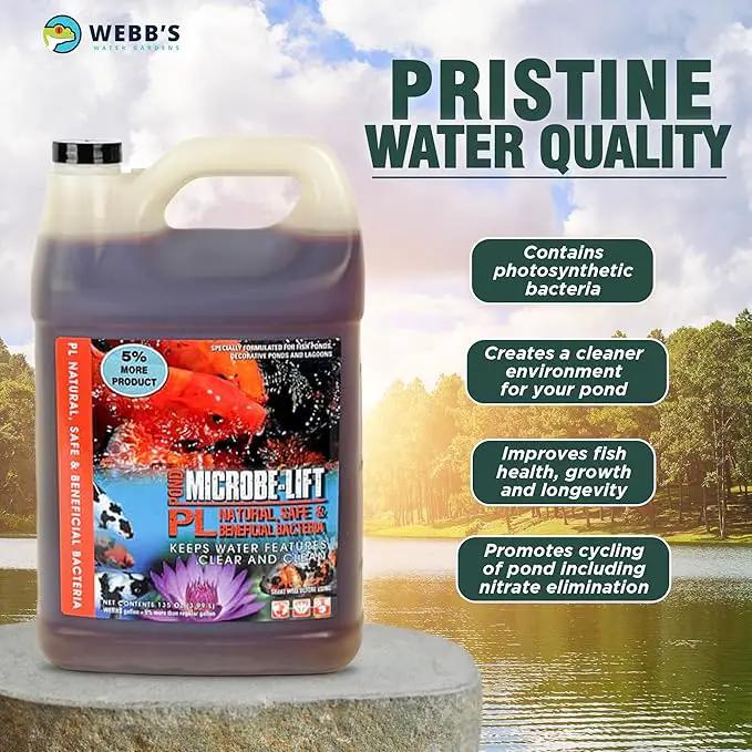 Webb's Water Gardens Microbe-Lift PL Beneficial Bacteria for Ponds and Water Features - Ideal for Wildlife and Aquatic Pets, 1.05 gallons by GreenHaven Gardens