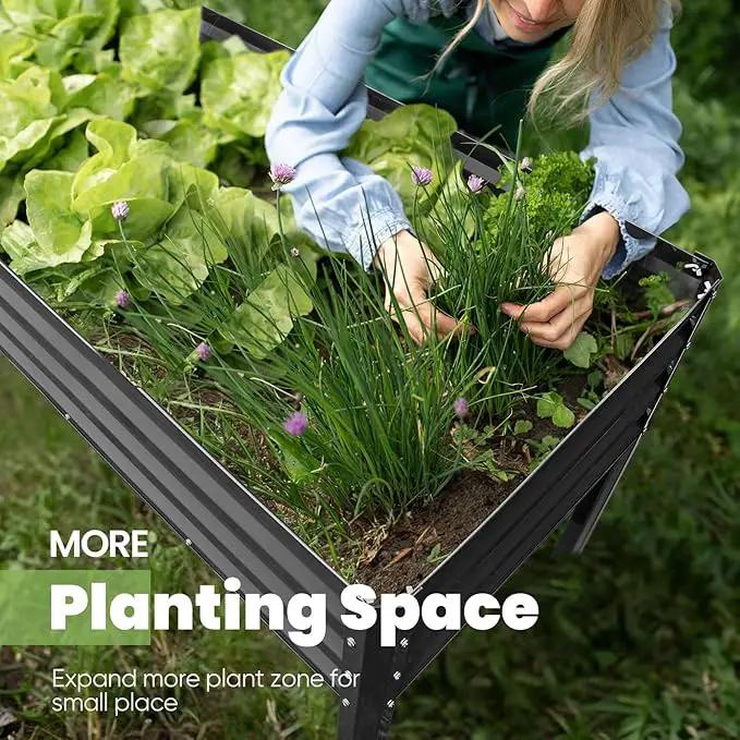 KING BIRD Raised Garden Bed with Legs Galvanized Large Elevated Planter Box for Backyard, Patio, Balcony, 600lb Capacity, Dark Grey 70.9x22.8x31.5 in by GreenHaven Gardens