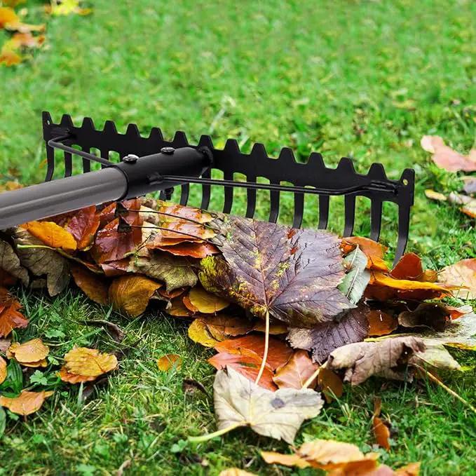 Walensee 5.4FT Bow Rake Heavy Duty Garden Rake with Stainless Steel Handle, 17 Steel Tines Garden Tool for Loosening Soil Gathering Leaf Leveling Lawn Farming Land Management Yarn Thatch Rakes by GreenHaven Gardens