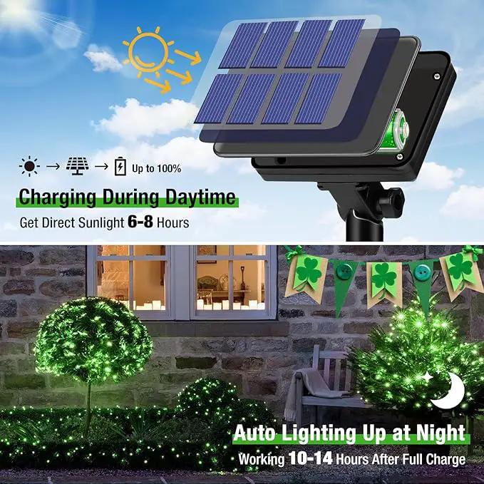 btfarm 4 Pack St Patricks Day Fairy Lights, 320LED 132FT Green Solar String Lights Outdoor Waterproof, 8 Modes Solar Twinkle Lights Irish Decorations for Tree Party Christmas Garden Yard Wedding by GreenHaven Gardens