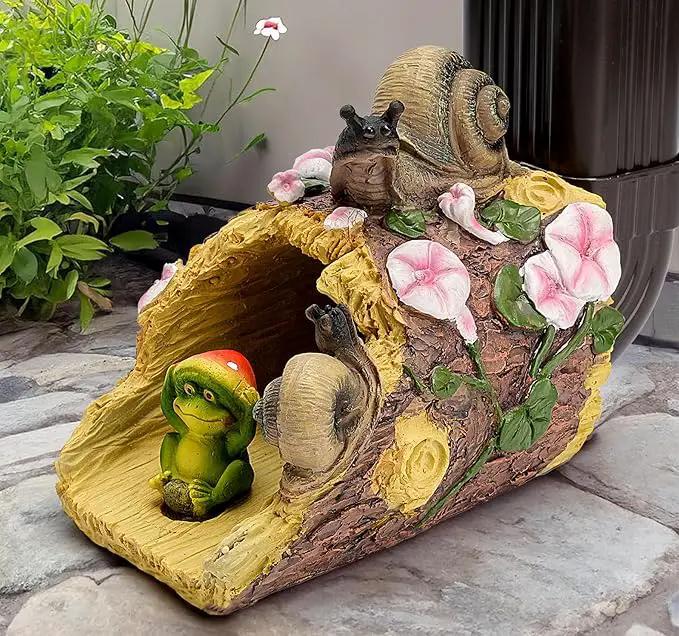 Snails Frog Garden Statue - Decorative 3"x4" Gutter Downspout Splash Block & Rain Diverter | Outdoor Decor Sculpture, Eco-Friendly Resin, Weather-Resistant, Easy Install by GreenHaven Gardens