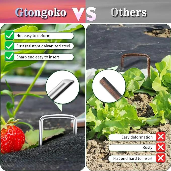 Gtongoko 20 Pack Garden Stakes Tent Stakes Galvanized Landscape Staples 11 Gauge 6 Inch Anti-Rust Ground SOD Pins for Weed Barrier Fabric, Irrigation Tubing, Holding Fence by GreenHaven Gardens
