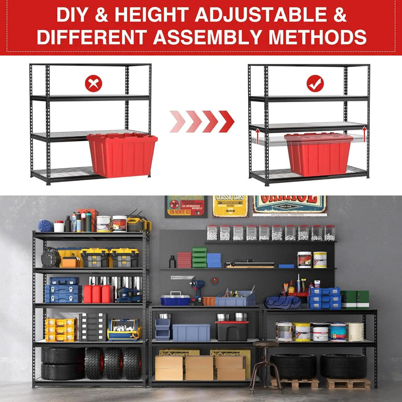 WORKPRO 5-Tier Metal Shelving Unit, 48”W x 24”D x 72”H, Heavy Duty Adjustable Storage Rack, 4000 lbs Load Capacity (Total), for Garage, Basement, Warehouse, Workshop by GreenHaven Gardens