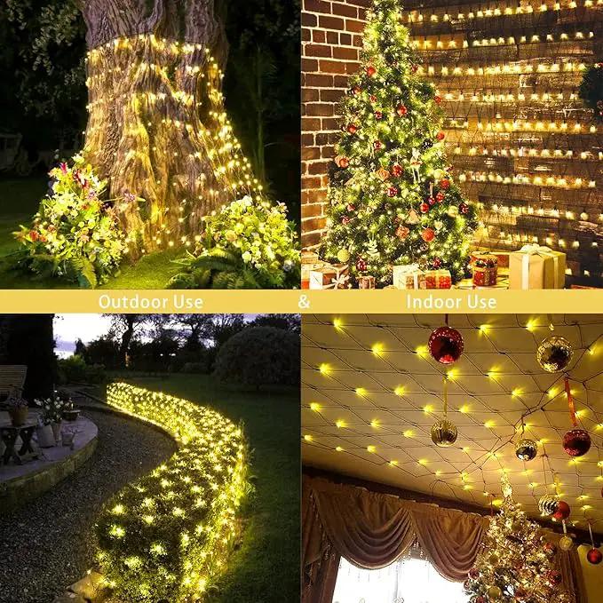JMEXSUSS 360 LED Christmas Net Lights Outdoor Waterproof, Connectable 12ft x 5ft Net Lights Outdoor Mesh Lights with Remote, Plug in Warm White Net Lights for Bushes Shrubs Christmas Decorations by GreenHaven Gardens