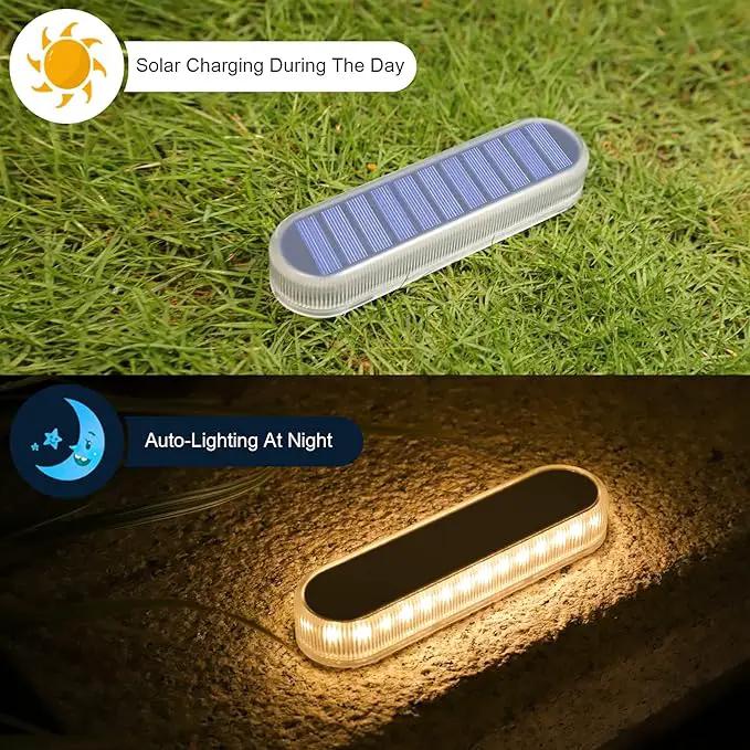 WILLED Solar Step Lights for Outside,4 Pack Warm White Solar Deck Lights Waterproof, Big Solar Charging Panel,Outdoor Solar Powered Lights for Steps,Stair,Dock,Driveway,Walkway,Sidewalk,Garden by GreenHaven Gardens