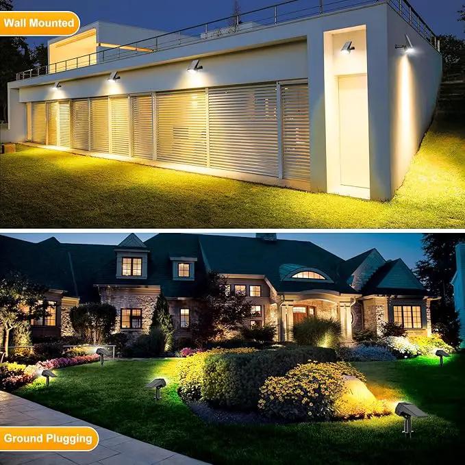 Fabrito 72 LEDs Solar Spot Lights Outdoor Waterproof, 3 Modes Landscape Spotlights, Dusk to Dawn Solar Powered Flood Wall Lights for Outside, Solar Garden Lights for Yard Porch 6 Pack (Warm White) by GreenHaven Gardens