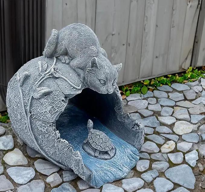 Teaeeno Cat Statues Decor Gutter Downspout Extension Decorative, Animal Statue Outdoor Decor, 3"×4" Rain Gutter Downspout Splash Block, Garden Splash Block Outdoor Sculpture, Rain Downspout Diverter by GreenHaven Gardens