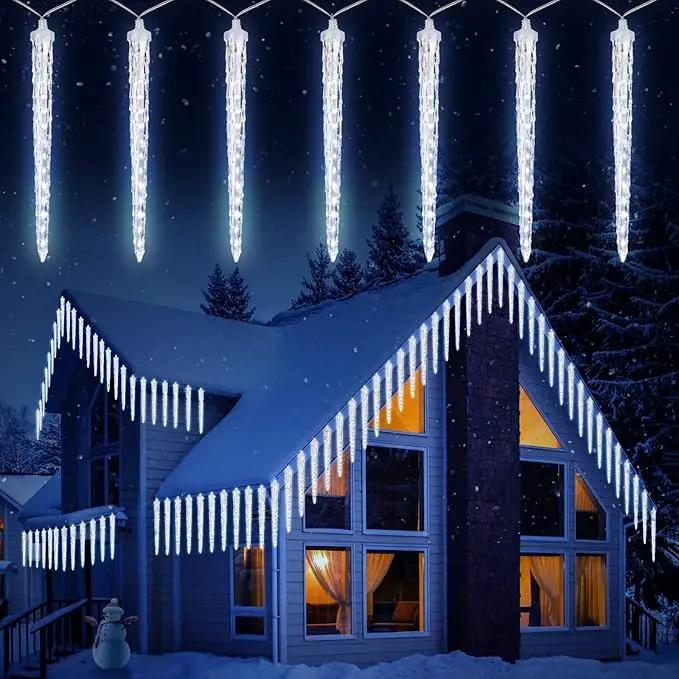 Christmas Meteor Shower Lights Outdoor, 30 Ft With 20 Large Tube 480 LED Dropping Effect, Waterproof Icicle Indoor for Tree Patio Roof Holiday Decor, Cool White by GreenHaven Gardens