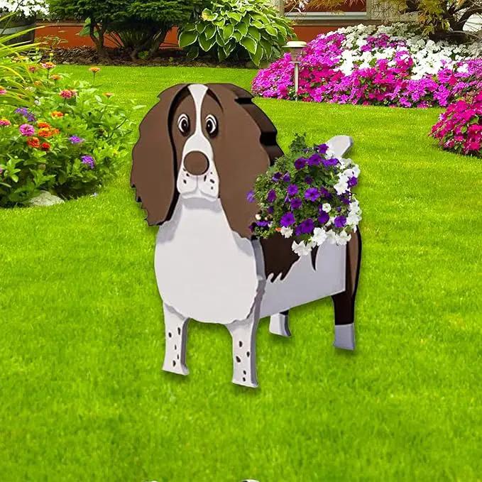 English Springer Spaniel Dog Planter Plant Pots,Cute Garden Dog Flower Planter,Dog Planters Birthday Gifts for Women,Office,Indoor/Outdoor Decor（9.45 * 6.89 * 13.35in） by GreenHaven Gardens