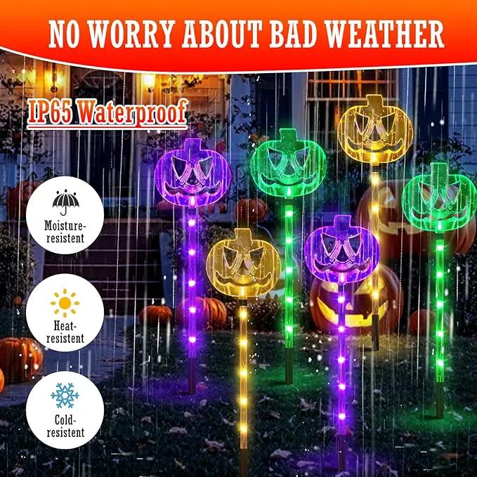 6-Pack Solar Halloween Pumpkin Garden Stake Lights for Halloween Decorations,Solar Halloween Yard Stake Outdoor Waterproof Halloween Lighted Pumpkin Lights for Garden Patio Yard Pathway Grave(6 Pack) by GreenHaven Gardens