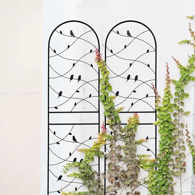 Metal Garden Trellis Rustproof Trellis for Climbing Plants Outdoor Flower Support Bird Deco (Black-4 Pack, 71"x19.7") by GreenHaven Gardens