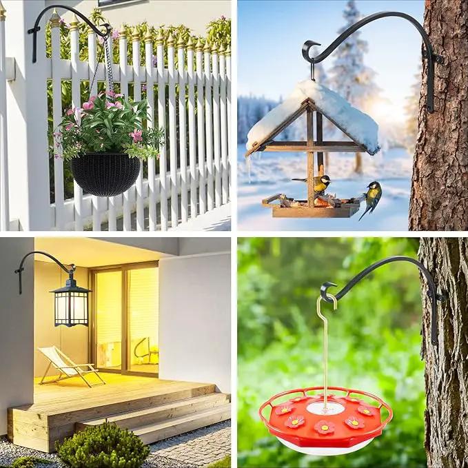 FEED GARDEN 18 Inch 2 Pack Outdoor Hanging Plant Bracket for Bird Feeders, Wind Chimes, Lanterns, Heavy Duty Metal Iron Wall Hooks with 6 Screws by GreenHaven Gardens