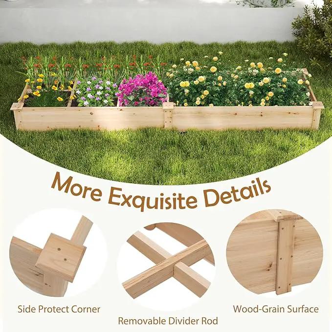 HAPPYGRILL Raised Garden Bed, Wooden Planter Raised Bed w/2 Garden Boxes, 7 Compartments, DIY Painting Available, Elevated Planter Box for Patio Garden Backyard Lawn Gardening, 90” x 25” x 10” by GreenHaven Gardens