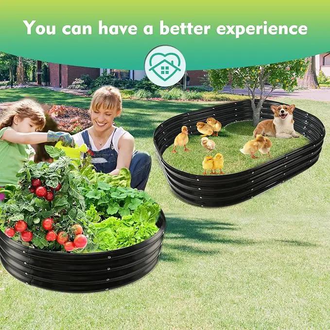 32 Inch Diameter Black Galvanized Garden Raised Bed/Plant Box/Fire Ring - 0.8mm Thick,12 Inch Tall, Perfect for Planting a Variety of Flowers,Herbs,Vegetables (2.7 FT Diameter, Round) by GreenHaven Gardens