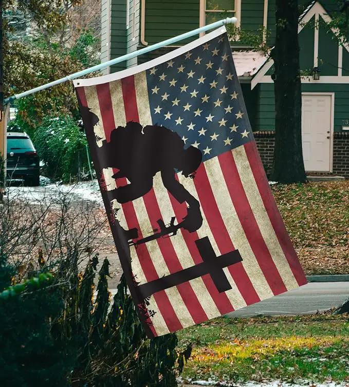 Memorial Day Flag 3x5 Ft for Outdoor Flag, Faith Over Fear Flag Remember Our Heroes Christian American Flags for Outside 3x5 Ft Double Sided Christian Banners with Brass Grommets by GreenHaven Gardens