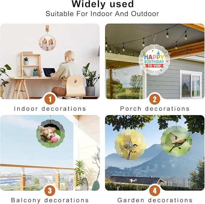Remiawy Sublimation Wind Spinner Blanks, 8 Inch 5 Pack 3D Aluminum Metal Hanging Wind Spinners Sublimation Blanks Kinetic Sculpture DIY Crafts for Yard Garden Indoor Outdoor Porch Decoration Round by GreenHaven Gardens