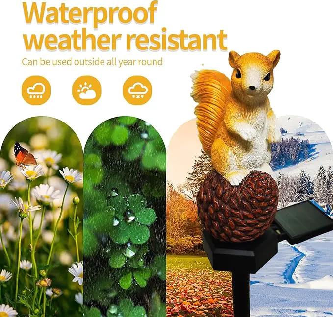 QH & Garden 2-Pack Squirrel and Turtle Garden Statues Decor，LED Waterproof Animals Lights for Garden, Balcony, Yard, Lawn, Pathway, Walkway - Garden Solar Powered Outdoor Decor by GreenHaven Gardens
