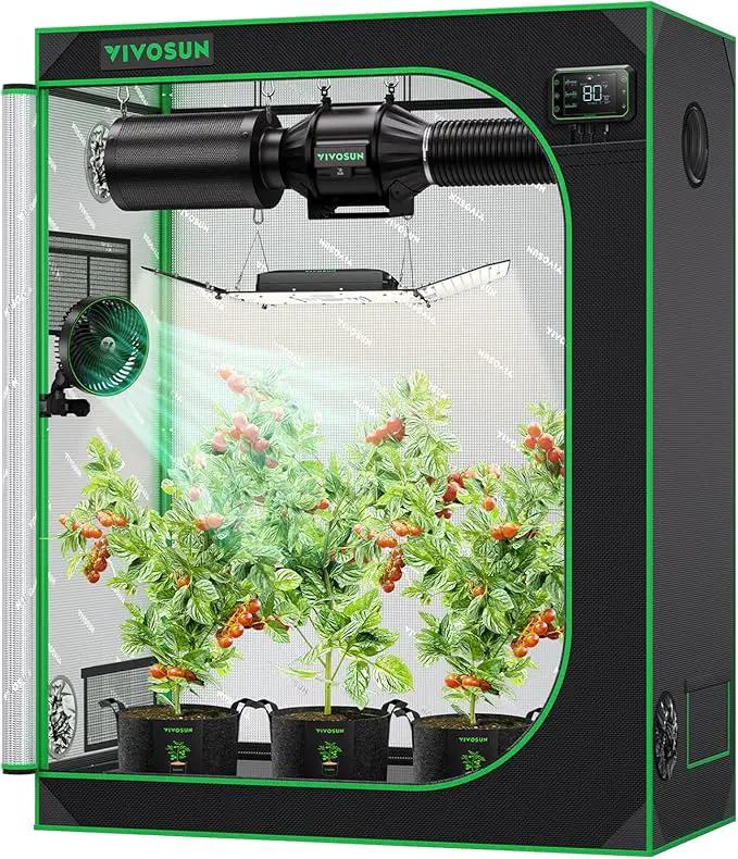 VIVOSUN S425 4x2 Grow Tent, 48"x24"x60" High Reflective Mylar with Observation Window and Floor Tray for Hydroponics Indoor Plant for VS2000 by GreenHaven Gardens