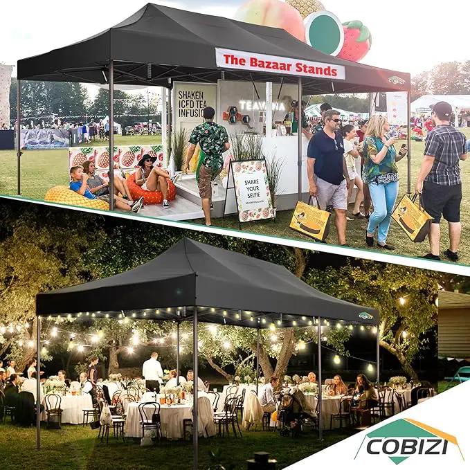 COBIZI 10x20 Pop Up Canopy Heavy Duty Without Sidewalls, Commercial Heavy Duty Pop Up Tent for Parties All Weather Waterproof and UV 50+ Wedding Tent with Roller Bag(Legs Upgraded),Black by GreenHaven Gardens