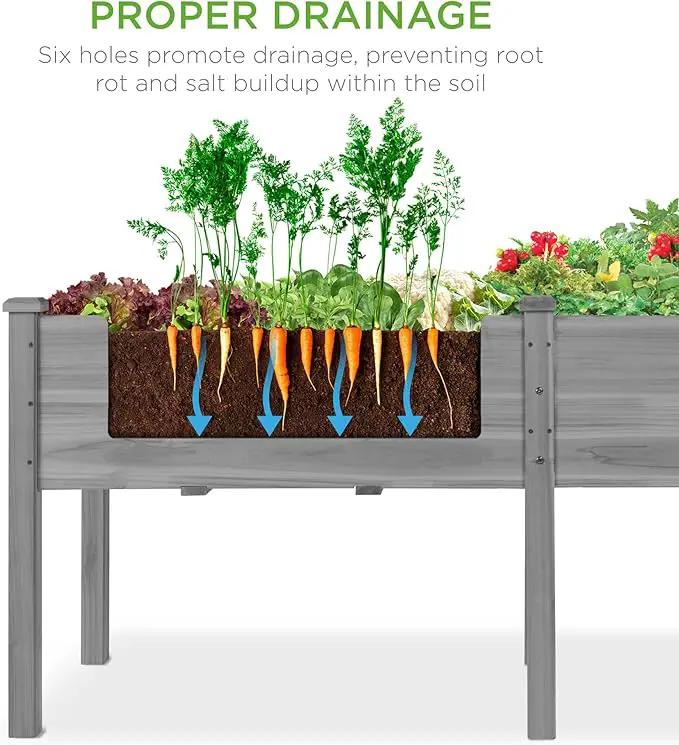 Best Choice Products 72x23x30in Raised Garden Bed, Elevated Wood Planter Box Stand for Backyard, Patio, Balcony w/Divider Panel, 6 Legs, 300lb Capacity - Gray by GreenHaven Gardens