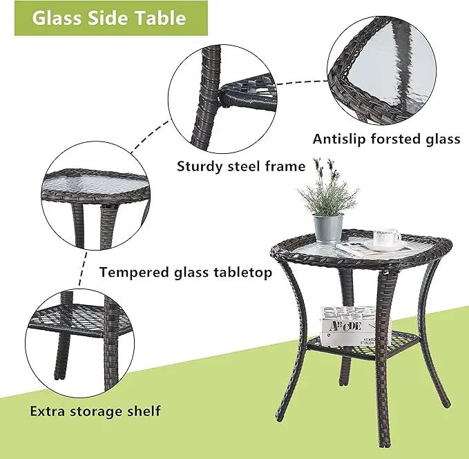 Outdoor Wicker Patio Furniture Set - 6 Piece Rattan Patio Conversation Set with 2 Rocking Swivel Chairs,2 Ottomans,1 Sofa and 1 Side Table for Porch Deck Backyard Garden(Mixed Grey/Grey) by GreenHaven Gardens