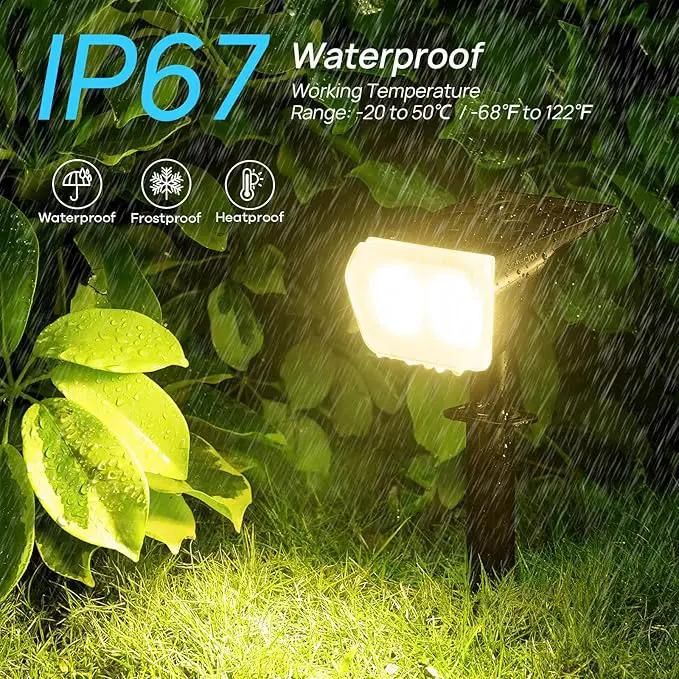 Consciot Solar Spot Lights Outdoor Waterproof, 24 LED Dusk-to-Dawn Solar Spotlight, 2 in 1 Adjustable Wall Lights, Warm White Solar Landscape Spotlights for Garden Yard Wall Walkway, 2 Pack by GreenHaven Gardens
