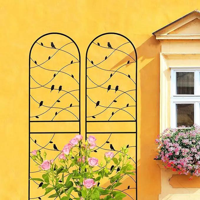 Metal Garden Trellis Rustproof Trellis for Climbing Plants Outdoor Flower Support Bird Deco (Black-4 Pack, 71"x19.7") by GreenHaven Gardens