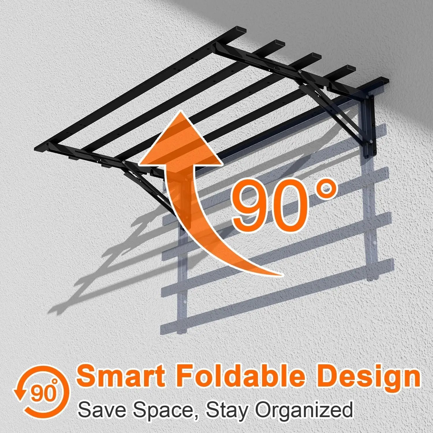 Garage Storage System Shelves 3.21x1.64 ft - Heavy Duty Garage Wall Shelving with Hooks, Foldable Storage Shelving Wall Mounted Install, Versatile Hanging Shelves & Black Metal Floating Organizer by GreenHaven Gardens