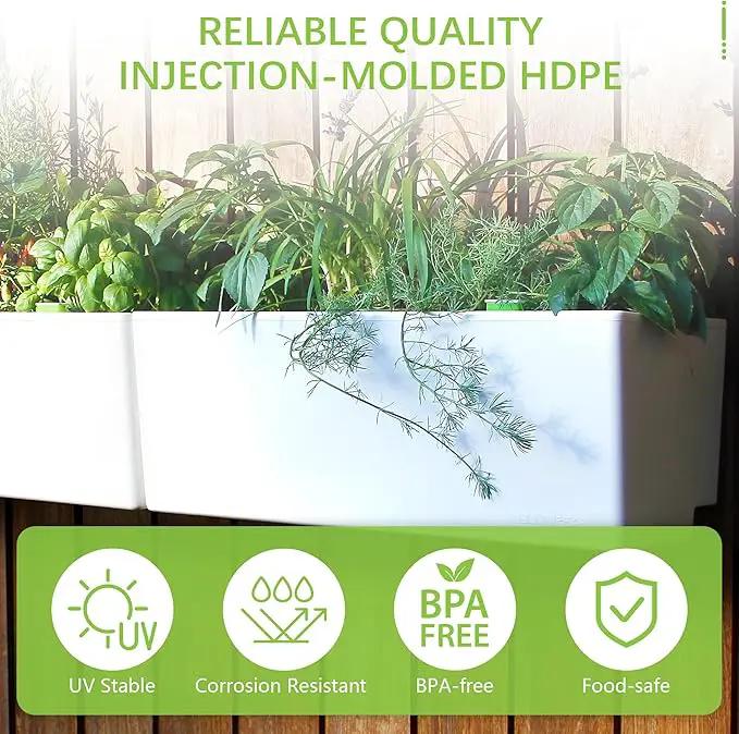 Glowpear Self Watering Planter Box - 23.6", White - UV Stable, Scalable Wall Mounts Plant Pot with Water Gauge, Indoor Outdoor for Vegetables, Flowers, Herbs, and Succulents, Gardening by GreenHaven Gardens