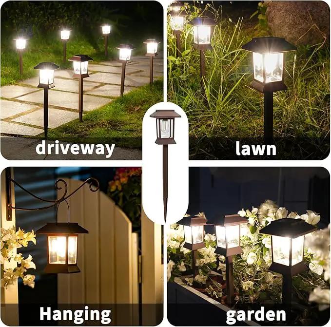 Solar Pathway Lights Outdoor Waterproof IP65, Brown Solar Lights Outdoor with Hook 6PK, Upgraded 1000mAH Battery, Up to 12Hrs, Auto On/Off, Garden Decor for Yard, Driveway, Walkway (Bulb) by GreenHaven Gardens