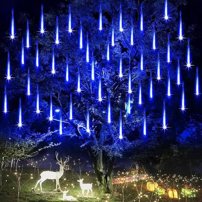Christmas Meteor Shower Lights Outdoor - 12 Inch 10 Tube 360 LED High Brightness Falling Rain Icicle Cascading Lights for Xmas Tree Roof Eaves Patio Decor by GreenHaven Gardens