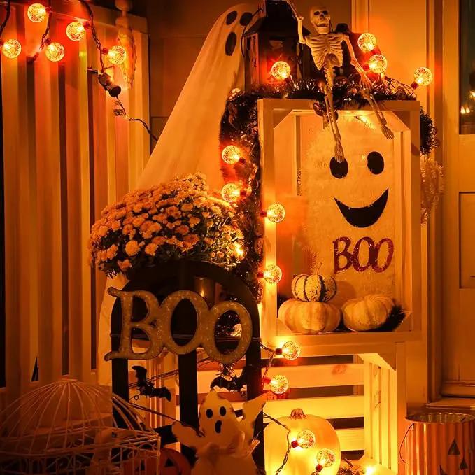 Solar Halloween String Lights Outdoor 60 LED 36 Feet Crystal Globe String Lights with 8 Lighting Modes, Waterproof Solar Powered Patio Lights for Garden Yard Porch Decor (Orange) by GreenHaven Gardens