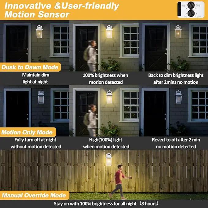 White Motion Sensor Outdoor Wall Light 2 Packs, Dusk to Dawn Outdoor Wall Lighting, Waterproof Exterior Light Fixture, Modern Porch Light Outside Wall Mount for House Patio Garage, Anti-Rust by GreenHaven Gardens