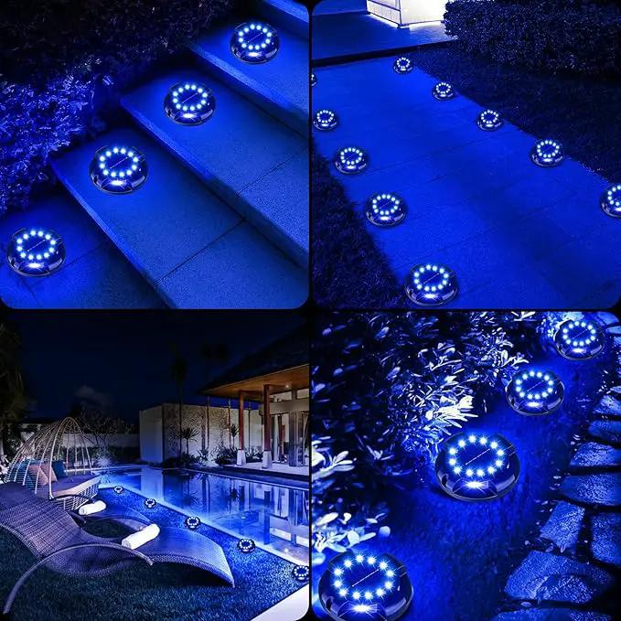 Solar Pathway Lights Outdoor 12 Packs, Bright Blue 16 LEDs Solar Ground Lights Walkway Lights with Side Light, Waterproof Solar Deck Light for Yard Walkway Garden Poolside Driveway Decorations by GreenHaven Gardens