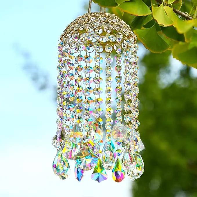 Crystal Chandelier Wind Chimes Suncatcher Pendant, Aurora Light Catcher for Window Indoor Outdoor Ornament, Gift for Mothers Day Christmas Day by GreenHaven Gardens
