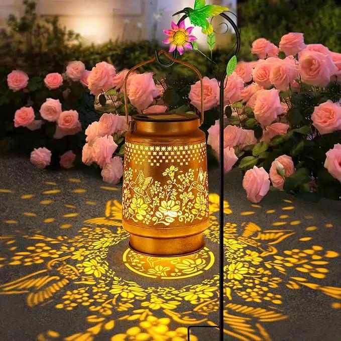 Solar Lanterns Outdoor Hummingbird Garden Decor, Birthday Gifts for Women Mom Grandma Metal Hanging Lantern Lights Waterproof Solar Lights with Shepherd Hook LED Decoration for Garden Yard Patio Lawn by GreenHaven Gardens