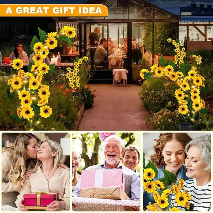 Solar Garden Lights Outdoor, 2 Pack New Sunflower Light for Outside, Solar Willow Vine Light with 46 LED Sunflowers, Waterproof Decor for Yard, Patio, Pathway, Gardening Gifts (2Pack Sunflower) by GreenHaven Gardens