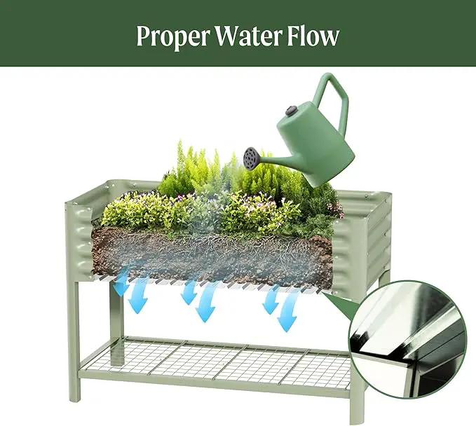 Elevated Raised Garden Bed-V Series, 2' x 6' Garden Beds with Legs & Storage Rack for Patio Porch, 1000 Lbs Weight Capacity, Outdoor Planter Boxes for Gardening Herbs Vegetables Flowers, Modern Gray by GreenHaven Gardens