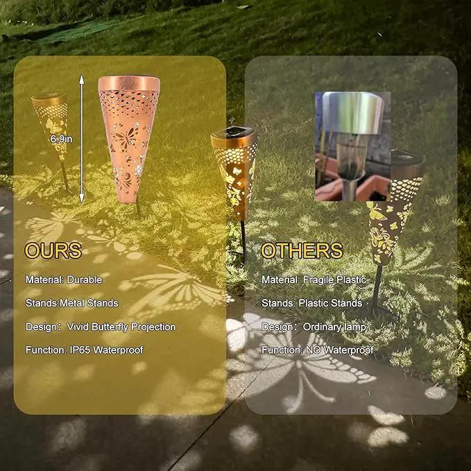 2 Pack Butterfly Solar Pathway Lights Outdoor,Metal Garden Decorations Outdoor Lights with Patterns and Warm Light,Waterproof Landscape Lighting for Path Patio Backyard Walkway Yard by GreenHaven Gardens