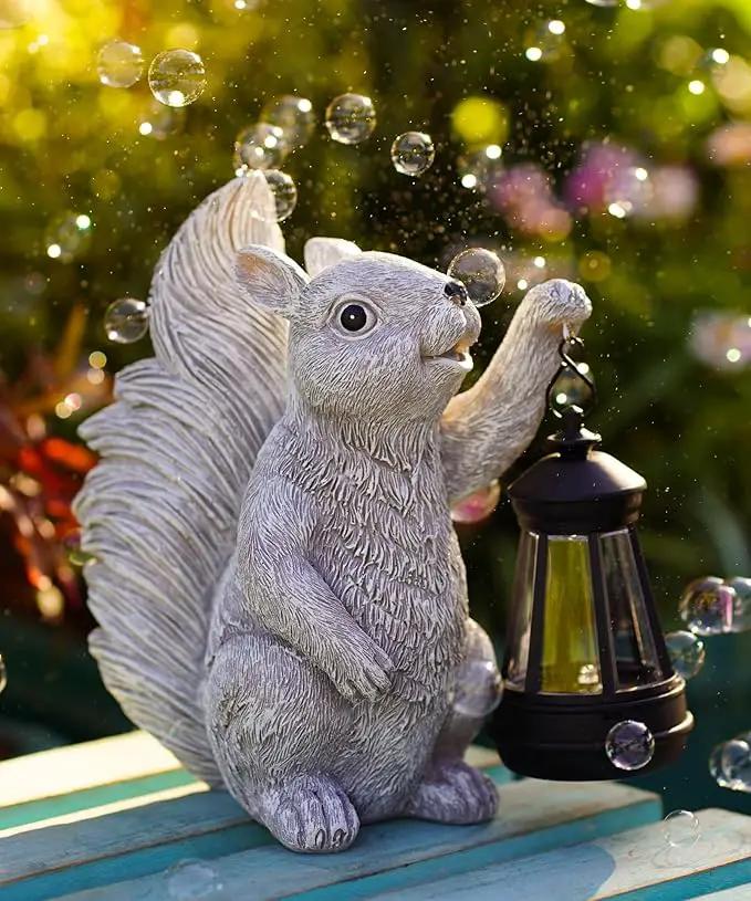 Solar Squirrel Statues for Garden Decor: Outdoor Figurines Sculpture with Lantern for Yard Art Lawn Patio Balcony - Gifts for Mom Grandma by GreenHaven Gardens
