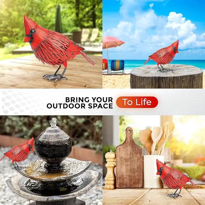 Shefio Cardinal Garden Decor - Metal Cardinal Yard Decor - Large Red Bird, Unique Yard Art - Outdoor Statues - Garden Sculptures & Statues by GreenHaven Gardens