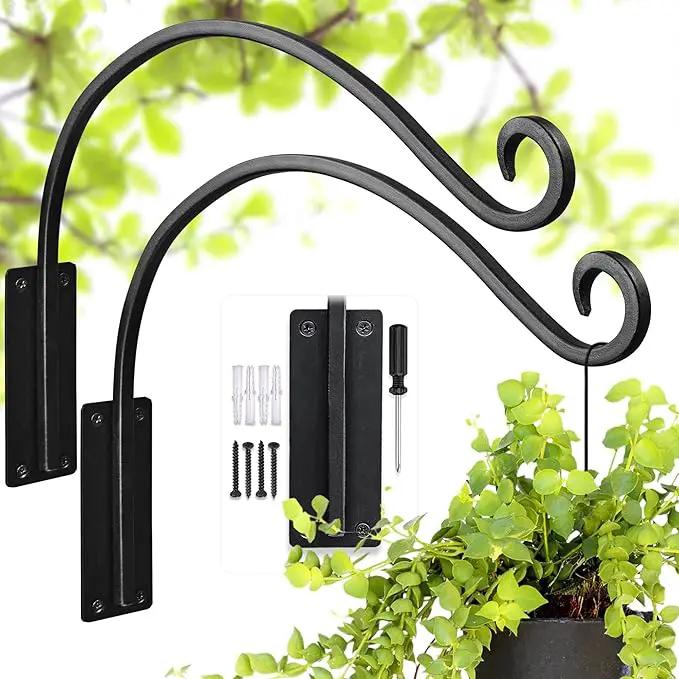 Heavy Duty Plant Hanger Bracket - Outdoor Hand-Forged Hanging Plant Bracket Durable and Stable Bird Feeder Hanger by GreenHaven Gardens