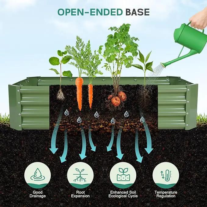 Galvanized Raised Garden Bed - 4x2x1ft Metal Garden Planter Box Outdoor | Steel Raised Bed Kit with Bracing Rods, Gloves for Gardening Vegetables Fruits and Flowers (Oliver Green) by GreenHaven Gardens