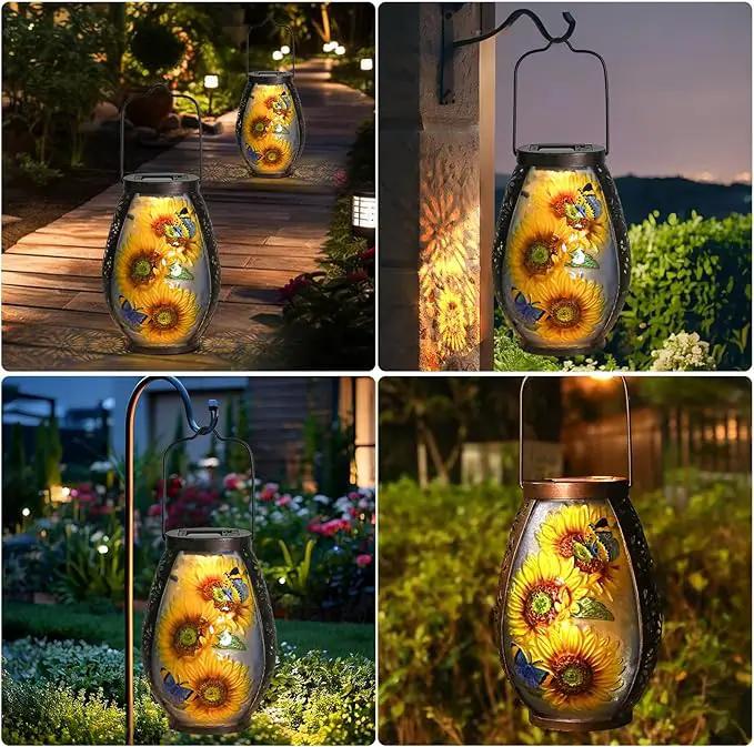 MUMTOP Solar Lanterns Outdoor Waterproof Sunflower Solar Powered LED Lights Hanging Solar Lantern Metal Decorative for Patio Table Garden Outside Yard Backyard by GreenHaven Gardens
