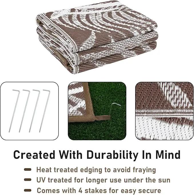 HiiARug Outdoor Rug 6x9Ft Outdoor Plastic Straw Rug Waterproof Outdoor Rugs for Patios Clearance Large Reversible Patio Mat Outdoor Area Rug for Patios Deck Beach RV Camper Backyard,Brown&White by GreenHaven Gardens