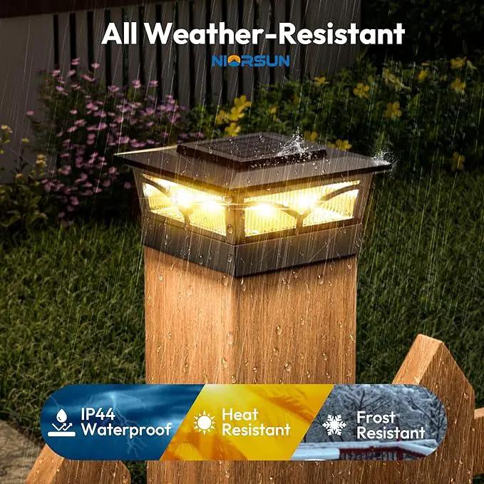 NIORSUN Solar Post Cap Lights Outdoor, 2 Modes LED, Deck Fence Post Solar Lights for 3.5x3.5 4x4 Caps Patio Garden Decoration, Warm White/Cool White Lighting Black 12 Pack by GreenHaven Gardens
