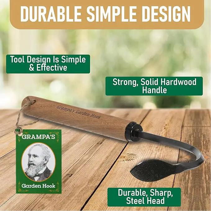 Grampa's Garden Hook - Weed Puller Tool & Gardening Hand Cultivator - Versatile Tool That Functions as a Cultivator, Hand Tiller, Weeder, & Edging Tool - Lightweight & Durable to Use by GreenHaven Gardens