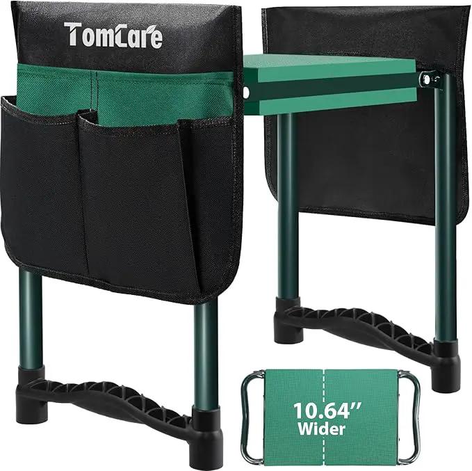 TomCare Garden Kneeler and Seat 10.64” Wider Larger Soft Kneeling Pad Garden Bench with 2 Large Tool Pouches Heavy Duty Garden Stool Foldable Tools Gardening Gifts for Women Men Gardeners by GreenHaven Gardens