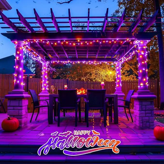 2 Pack Orange and Purple Halloween Lights, Total 151ft 400 LED Halloween Solar Lights Outdoor,8 Modes Solar String Lights Outdoor Waterproof by GreenHaven Gardens